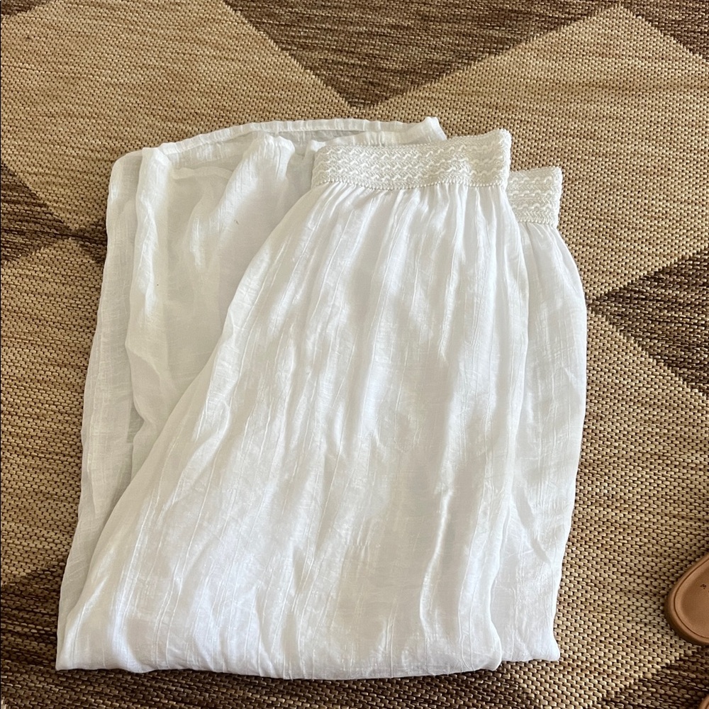 White Smocked Waist Skirt
